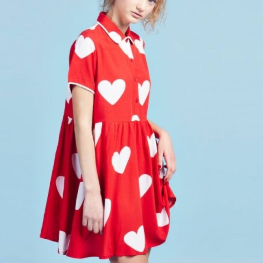Lazy Oaf Red Dress with White Heart Print